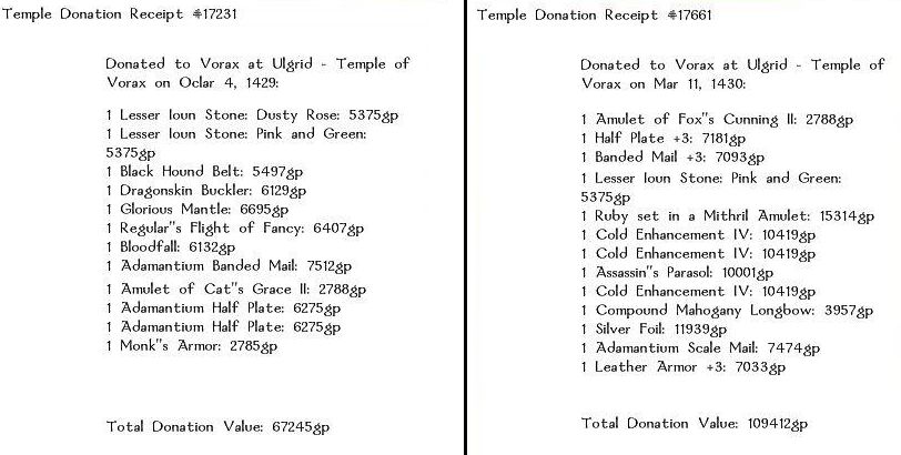 Grohin's last two donations to Vorax