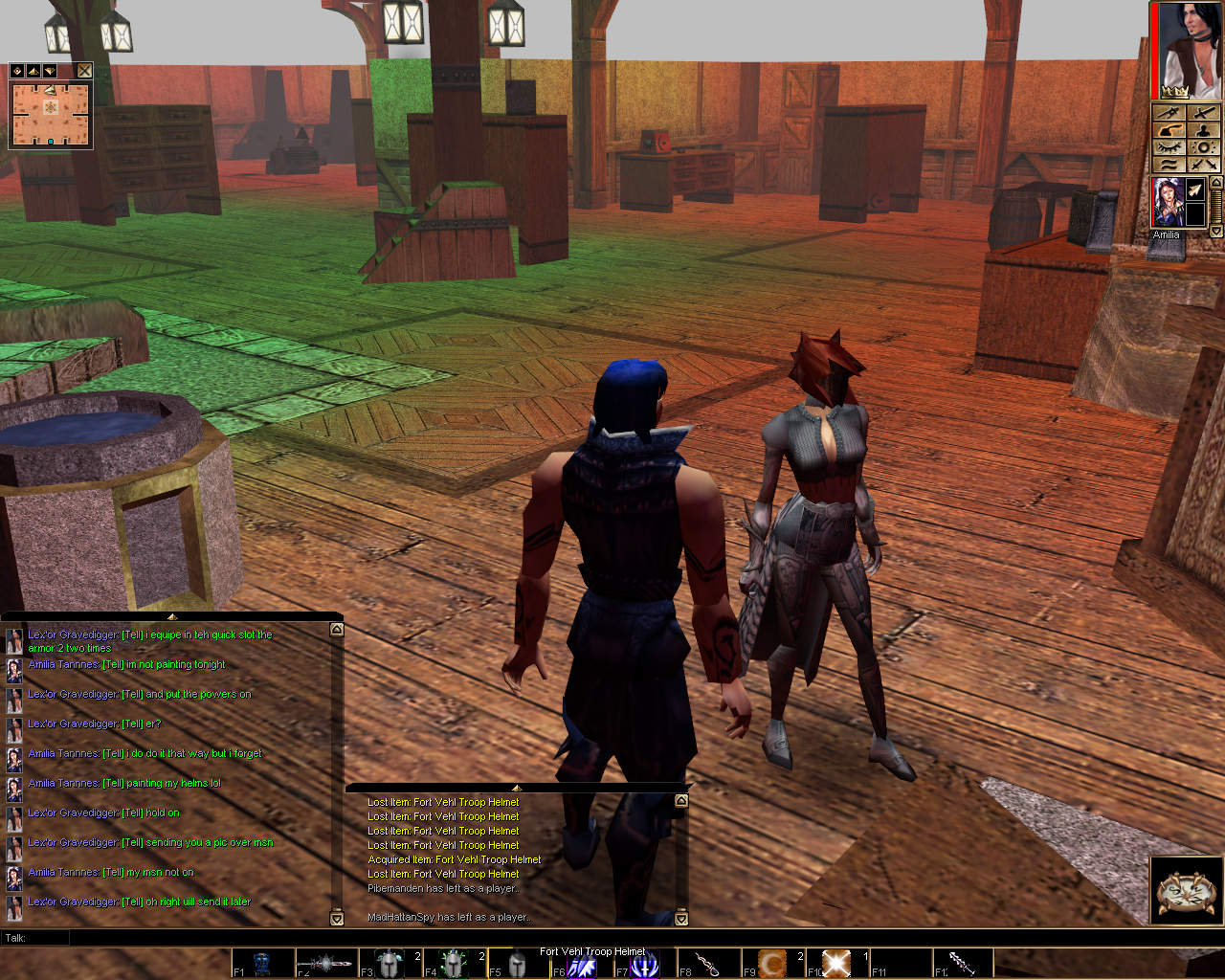 Amilia changing her armor and helm