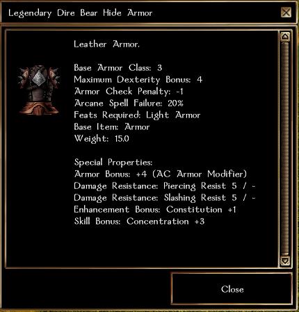 Legendary Dire Bear Hide Armor