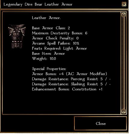 Legendary Dire Bear Leather Armor