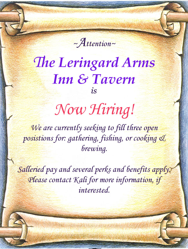 Leringard Arms, Now Hiring,
