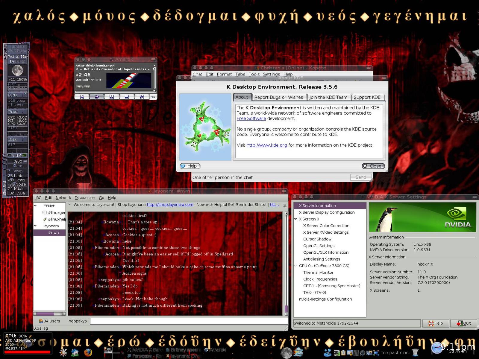 The current hawk desktop - KDE done pretty