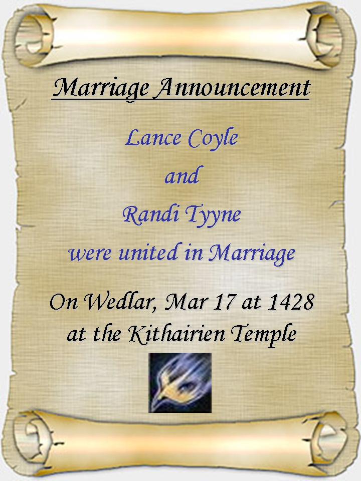 Mr and Mrs Lance Coyle's Marriage Announcement