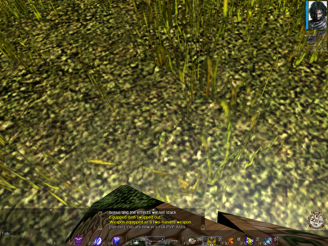 looking down at his armor