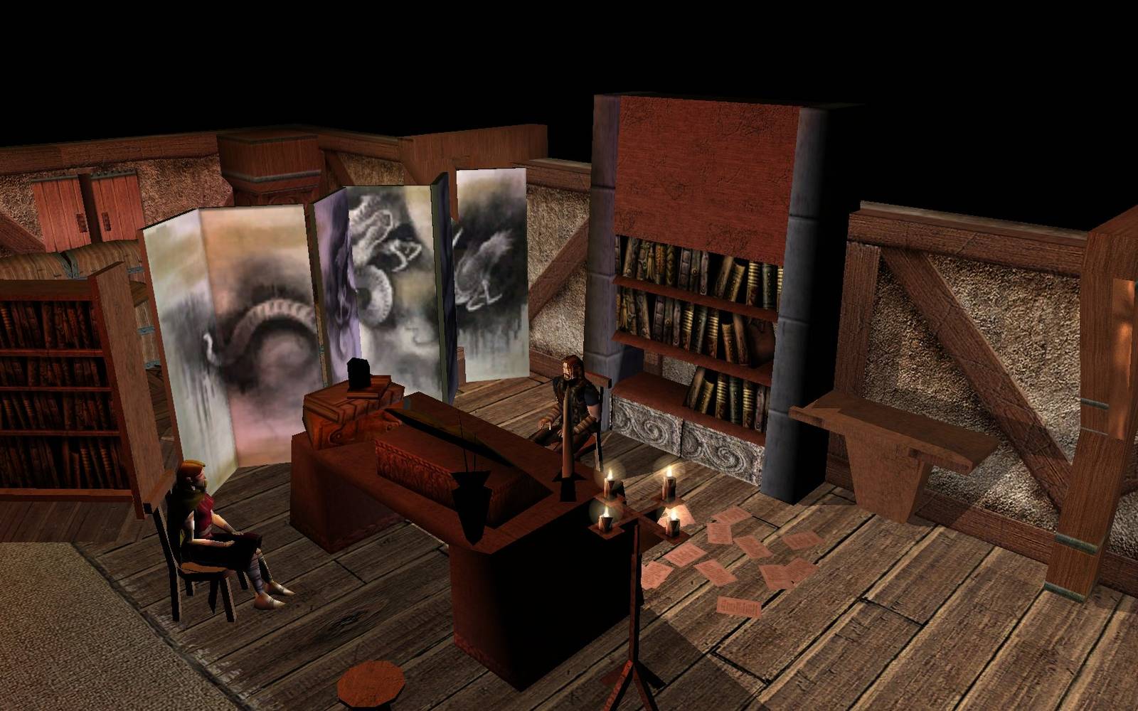 Hanta and Idoran at the office.